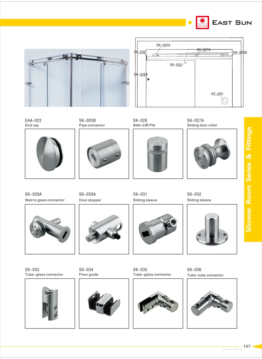 Frameless Shower Enclosure Sr-014-90 with Sliding Sleeve Sk-003