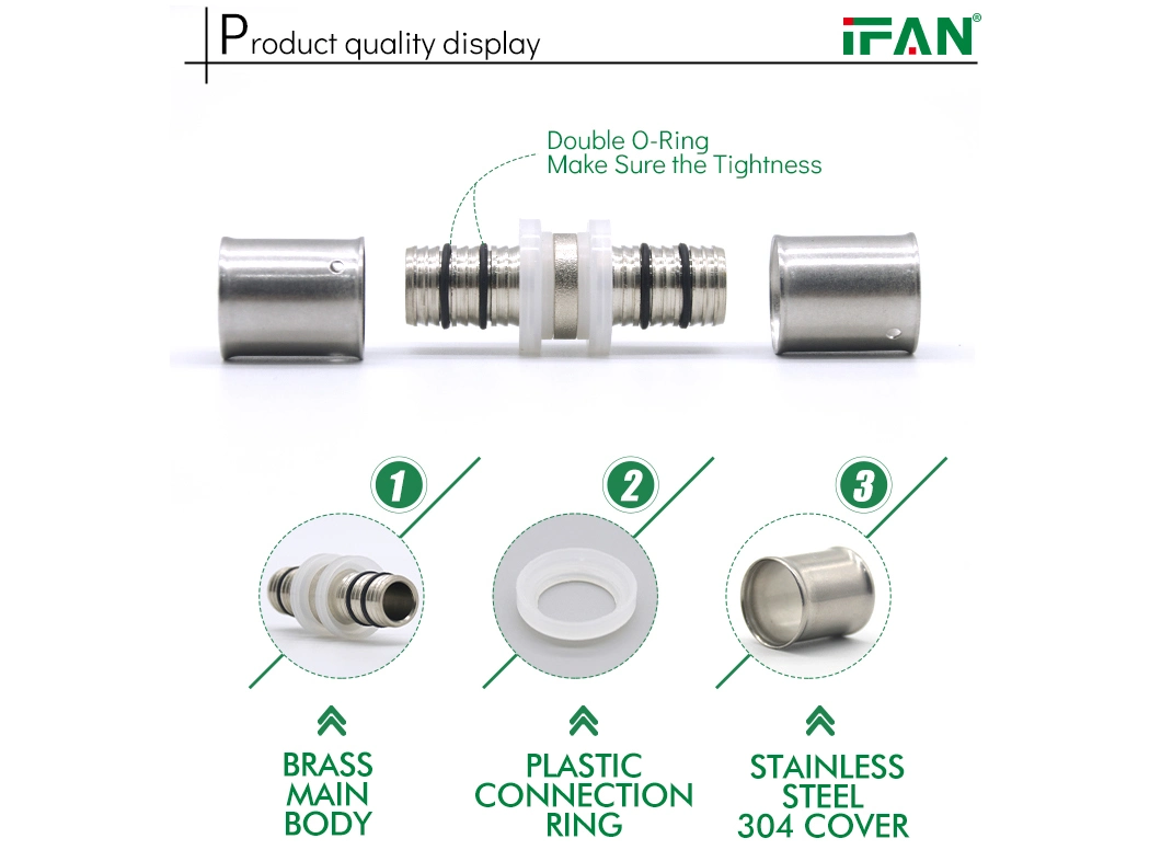 Ifan Wholesale Brass Press Fitting Custom 16-32mm Silver Pex Press Fit Fitting