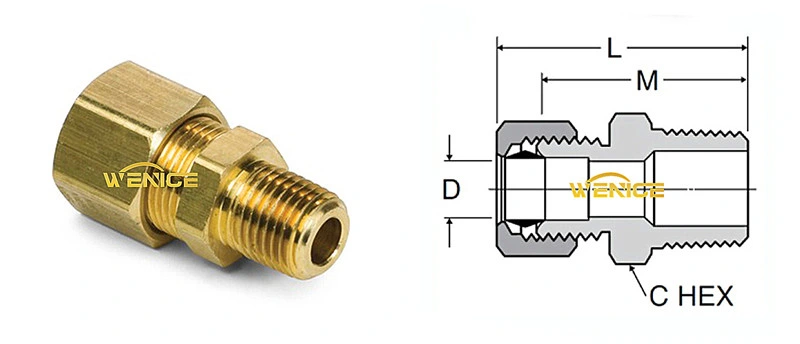 Brass Male Connector Union Brass Male Adapter Brass Compression Fittings Brass Compression Union