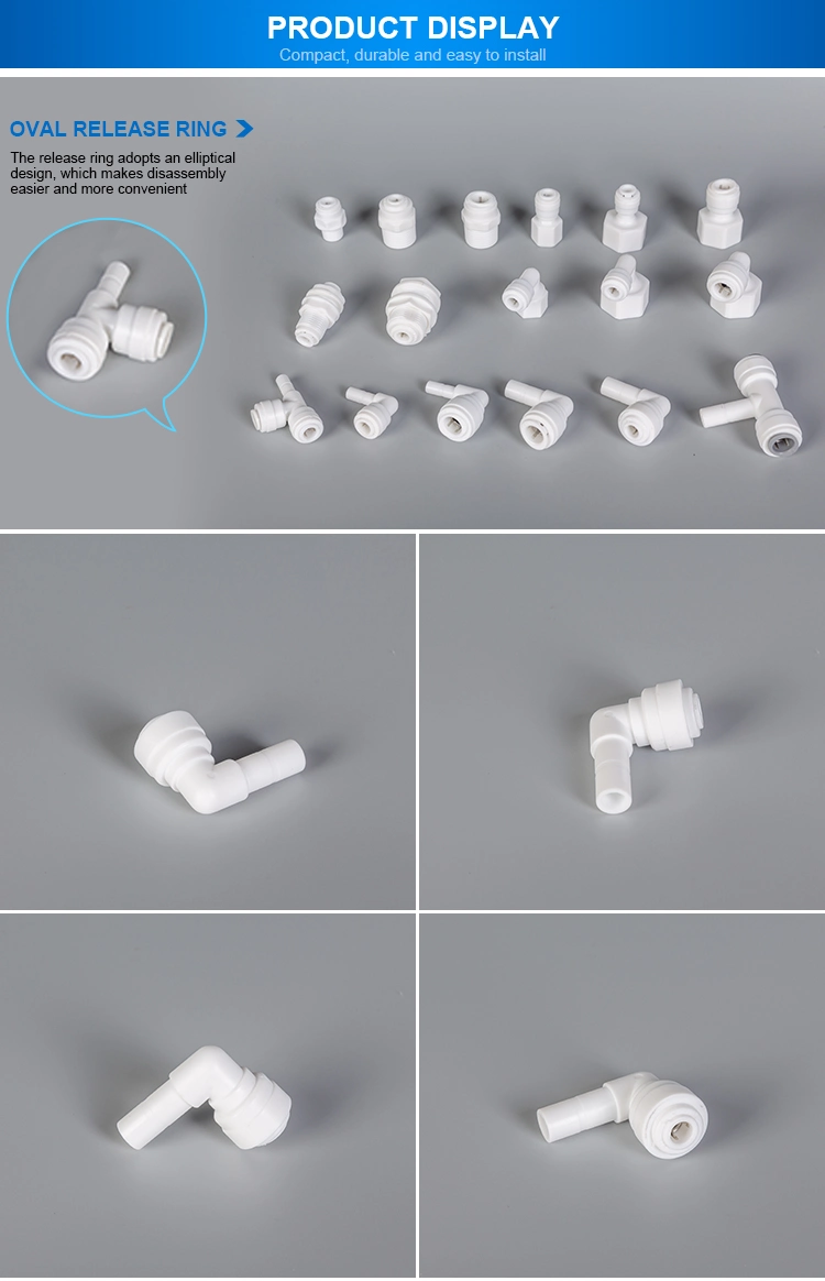 Plastic Quick Water Filter Push in Connector Fitting Elbow Plastic Push Fit Pipe Connector Fitting