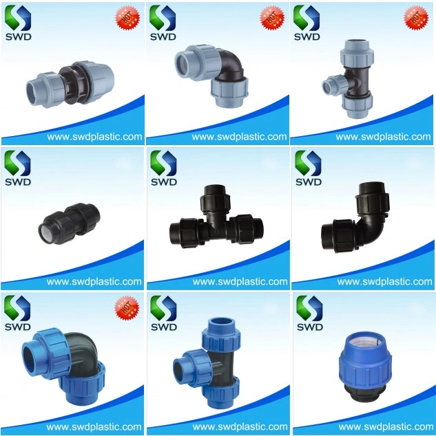 Plastic PP Compression Threaded Fittings Equal Tee Elbow Italian Type Factory Supply