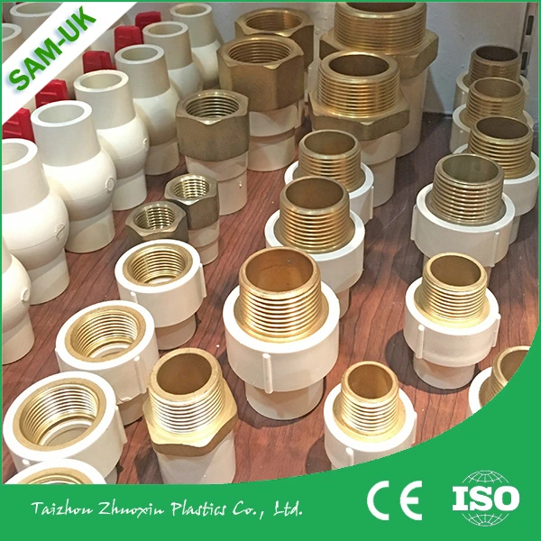 Brass Pipe Fittings Flanged with PVC Connector 105 Degree Elbow 3/8&quot; Nipple Coupling Bushing Union Double Brass