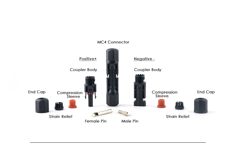 Black 2.5mm2 30A Female Male Solar Photovoltaic Plug Connector Adaptor Cable DC Extension Line