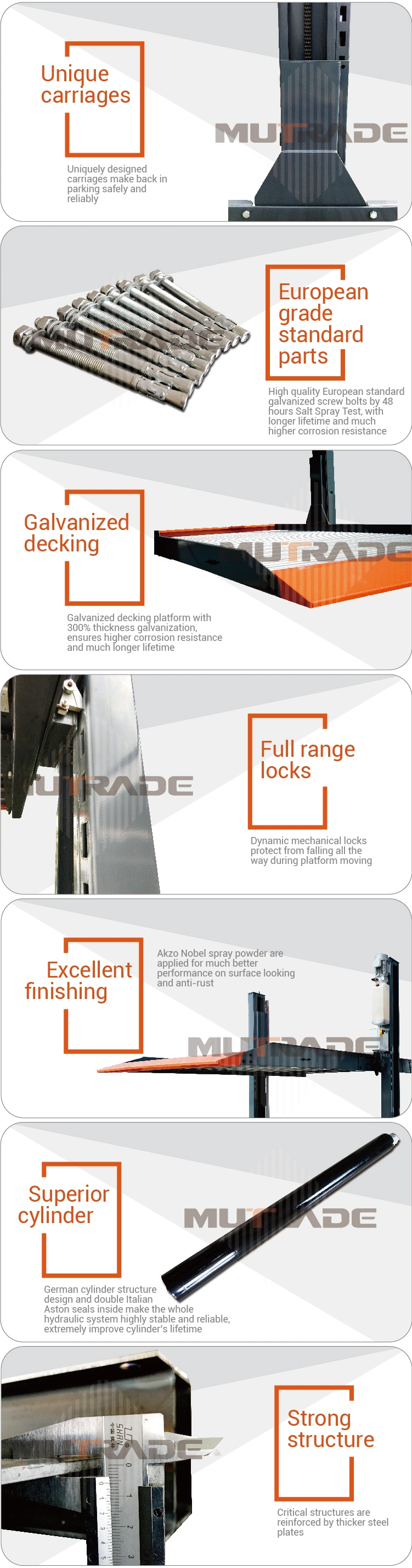 Mutrade Double Car 2 Post Hydraulic Lift Simple Parking System