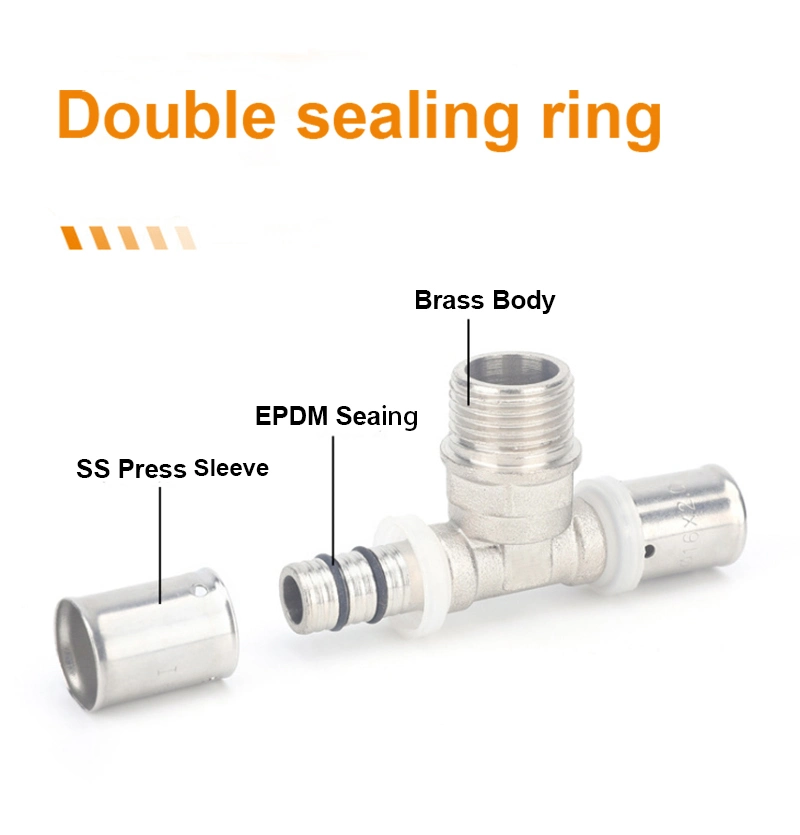 Brass Male Thread Coupling Press-Fittings Equal Elbows for Pex-Al-Pex Pipe