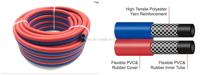 Factory Direct High Pressure 6.5mm PVC Twin Welding Hose Flexible Oxygen Acetylene Air Hose with Fittings