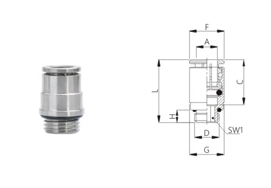 Tkc-Poc-G Quick Connect Male Pneumatic One Touch Copper Press Fitting with O-Ring