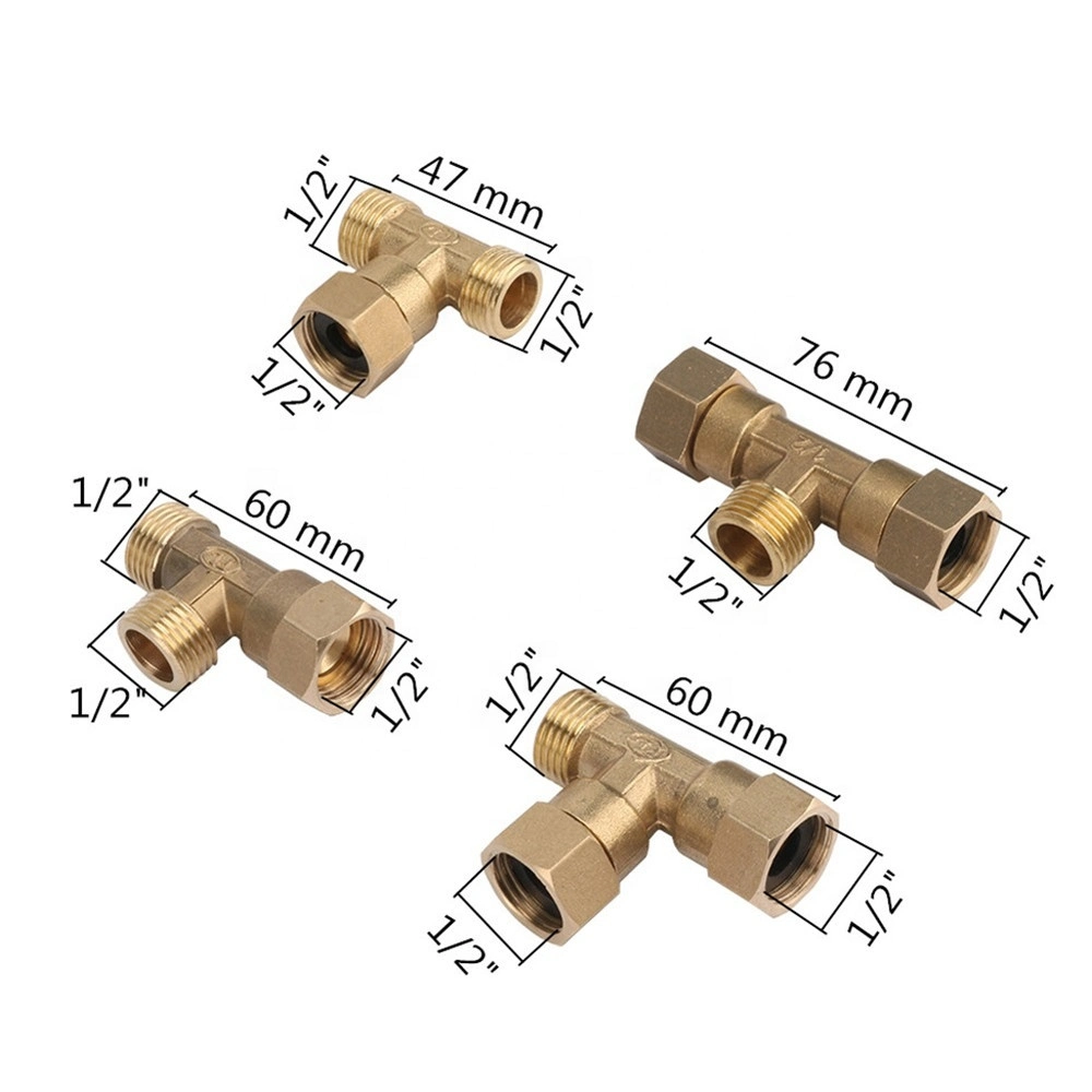 1/2&quot; Tee Elbow Straight Brass Pipe Thread Compression Fittings Garden Connector