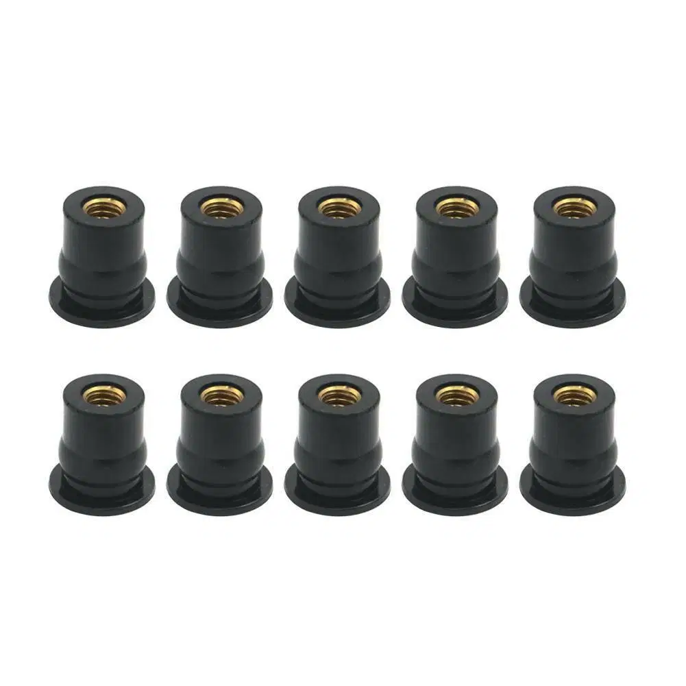 Factory Supply Black Color Rubber Well Nuts with Brass M4 M5 M6 M8 Threaded Insert