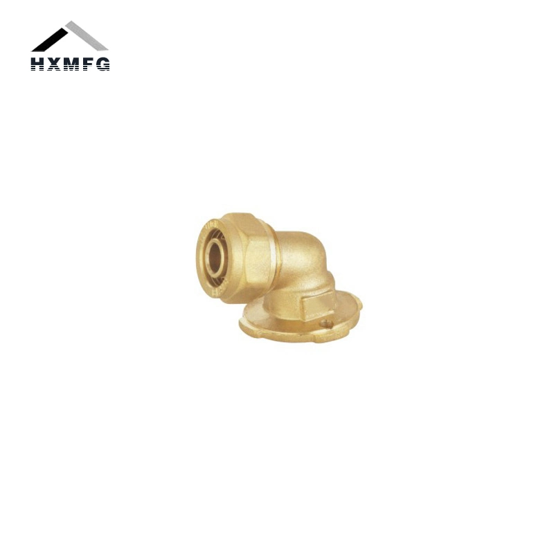 Brass Compression Press Fitting Female Wallplate elbow for Pex Fitting