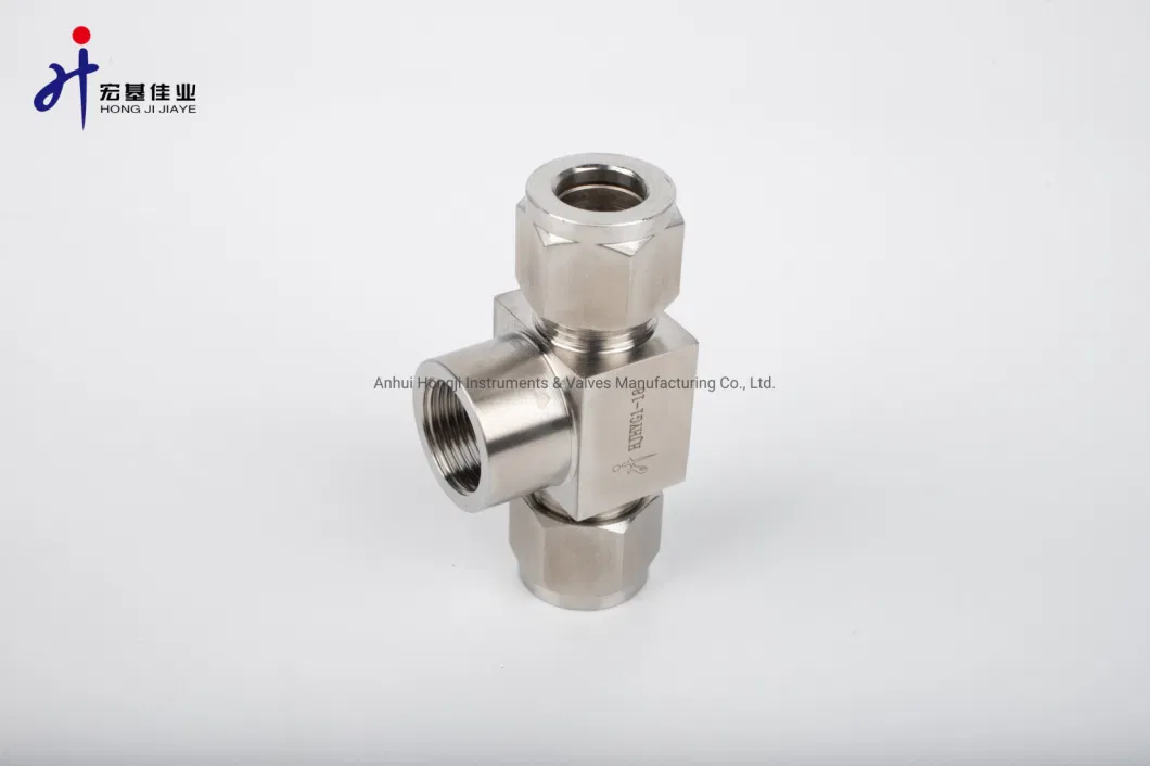 Stainless Steel Twin Ferrule Hydraulic Compression NPT Fittings Female Tee Instrument Pipe Fitting