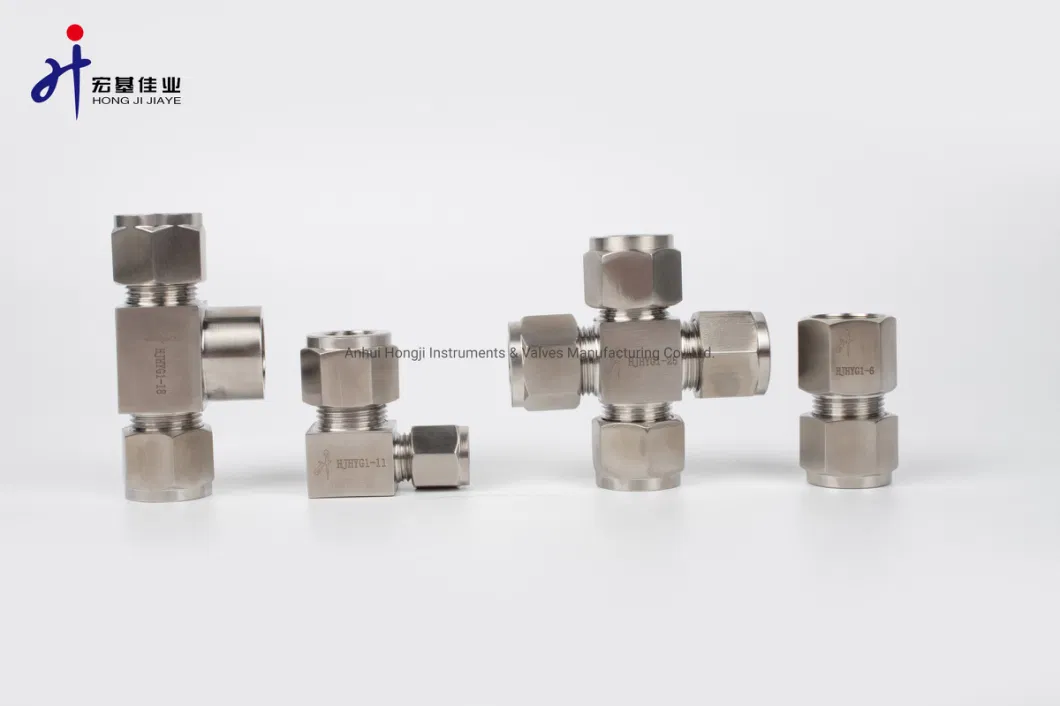 Stainless Steel Twin Ferrule Hydraulic Compression NPT Fittings Female Tee Instrument Pipe Fitting