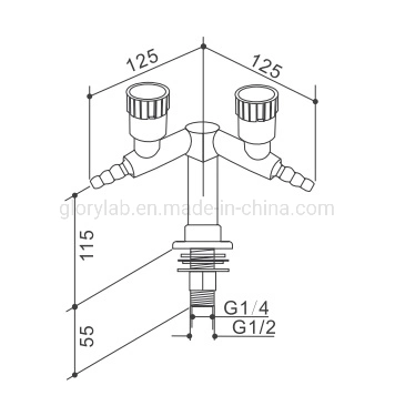 Deck Mounted, Double Outlet Gas Fitting (With Pressure Gauge) (JH-GC010)