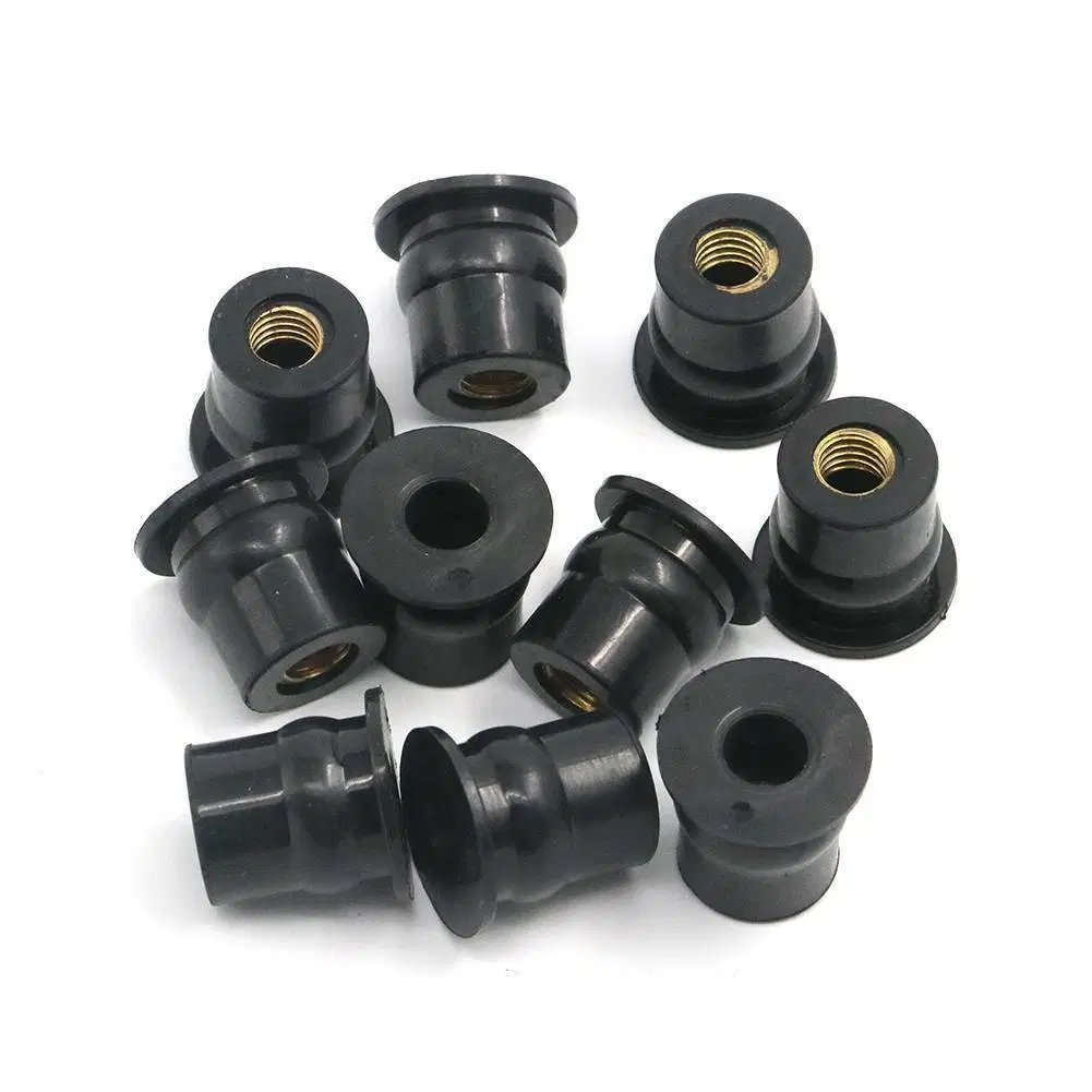 Factory Supply Black Color Rubber Well Nuts with Brass M4 M5 M6 M8 Threaded Insert