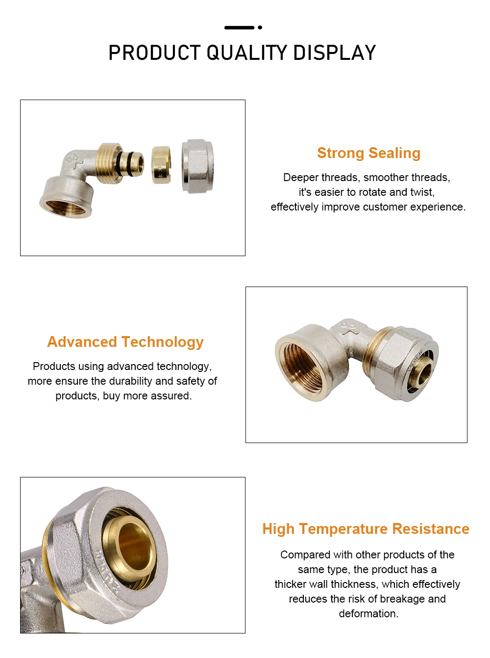 Female 16mm-20mm Brass Comprssion Fittings Elbow Brass Pex Pipe Fittings