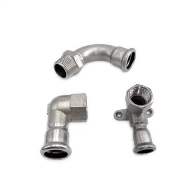 90° колено женского пола с стенной панели на Pressfittings изготовлены из AISI 316L/AISI 304L/ AISI 304 немецкий стандарт DVGW W 534 варьируется от 15 до 22 мм
