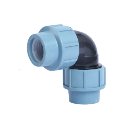PP PE фитинги HDPE Резьбовое PP Сжатие 90 градусов колено Фитинг трубопровода
