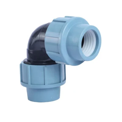 PP PE фитинги HDPE Резьбовое PP Сжатие 90 градусов колено Фитинг трубопровода