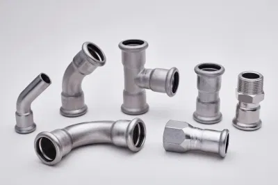 90° колено женского пола с стенной панели на Pressfittings изготовлены из AISI 316L/AISI 304L/ AISI 304 немецкий стандарт DVGW W 534 варьируется от 15 до 22 мм