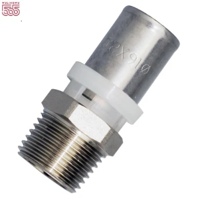 Фитинги для труб Multilayer PEx, Китай Cw617, латунные, для монтажа на трубу Коленчатые патрубки с резьбой, медный обжимной фитинг, скользящий фитинг