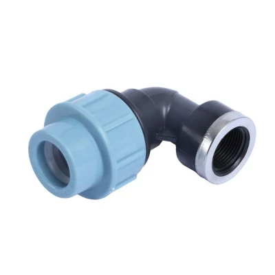 PP PE фитинги HDPE Резьбовое PP Сжатие 90 градусов колено Фитинг трубопровода