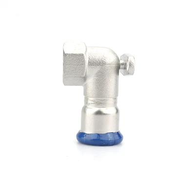 90° колено женского пола с стенной панели на Pressfittings изготовлены из AISI 316L/AISI 304L/ AISI 304 немецкий стандарт DVGW W 534 варьируется от 15 до 22 мм