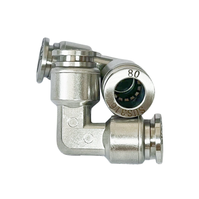 Push to Connector Stainless Steel 316L Union Elbow Pneumatic Air 90 Degree Right Angle Tube Fittings