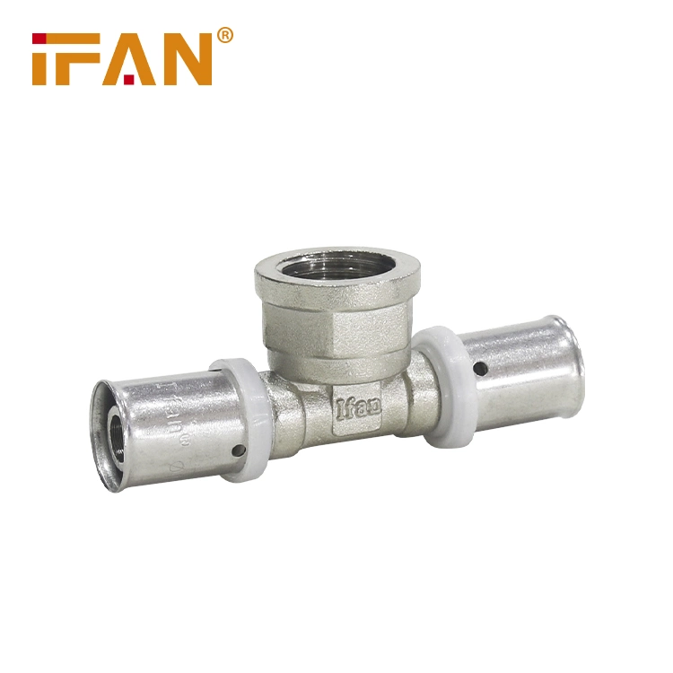 Ifan Brass Press Fitting for Pex-Al-Pex Multilayer Pipes Fitting for European Market Female Tee