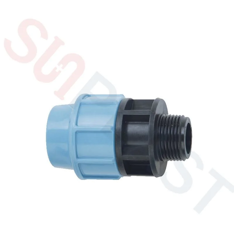 Brand Irriplast Kexing ISO17885 14236 HDPE PE Irrigation Compression Fittings PP Quick Connector Push Fit Fittings Male Adaptor