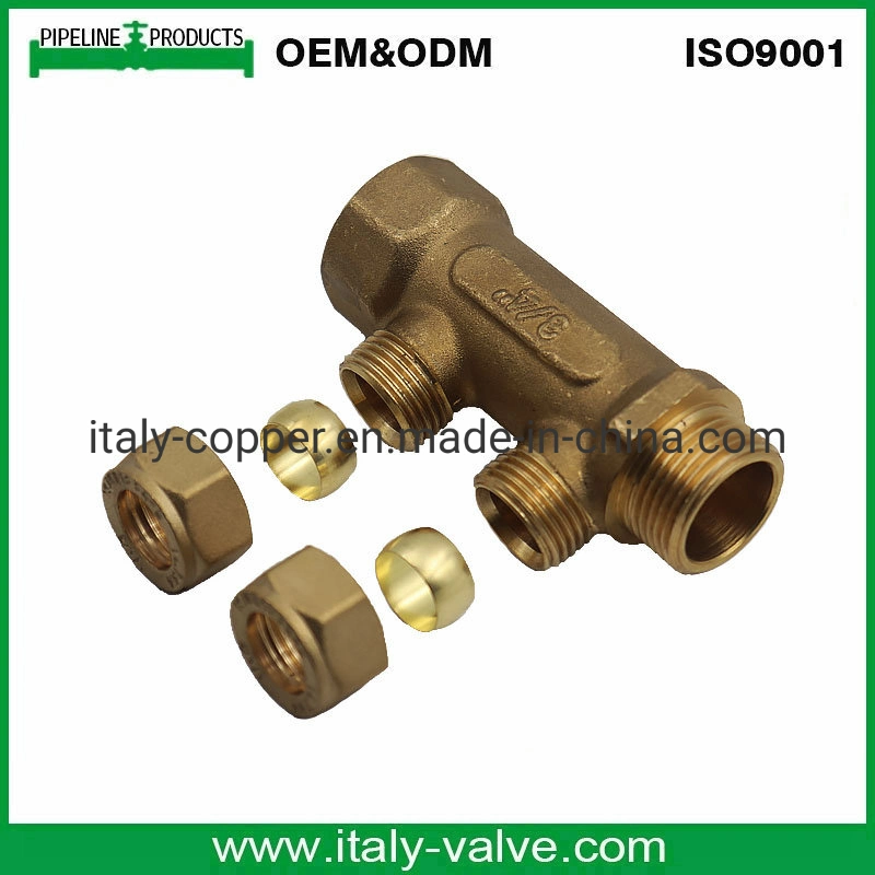 2way Pex-Al-Pex Brass Compression Pipe Fitting for Water Manifold