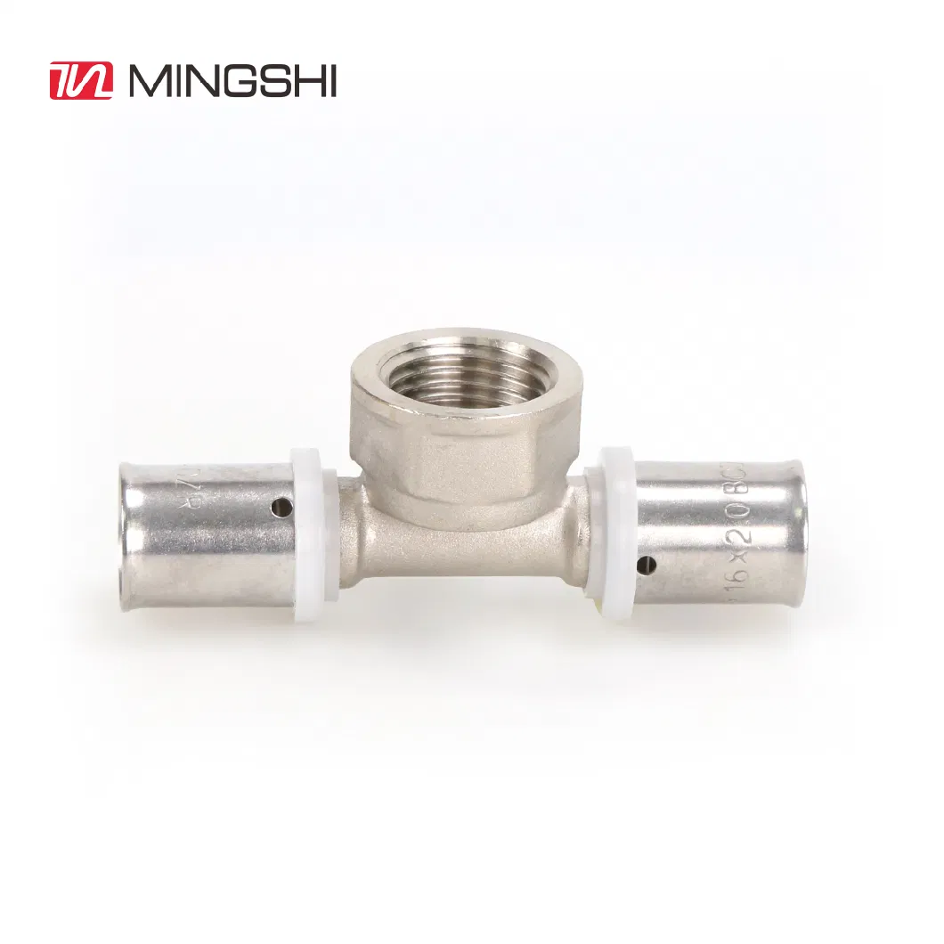 Plumbing Cw617n/ Dzr Brass U/Th/Multija Profile Press Fittings for Multilayer Pex-Al-Pex Plastic Pipe Pert-Al-Pert Pipe -Female Tee