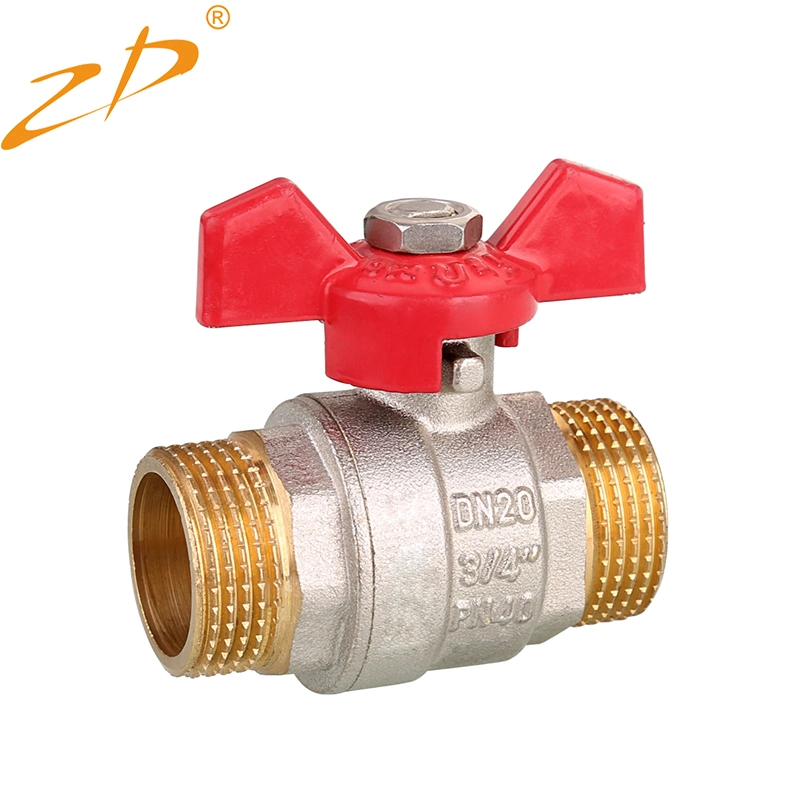 1/2&quot;-1&quot; DN10 F/M OEM Gas/Water Control Shut off Nickel Plating Brass Ball Valve with Butterfly Handle