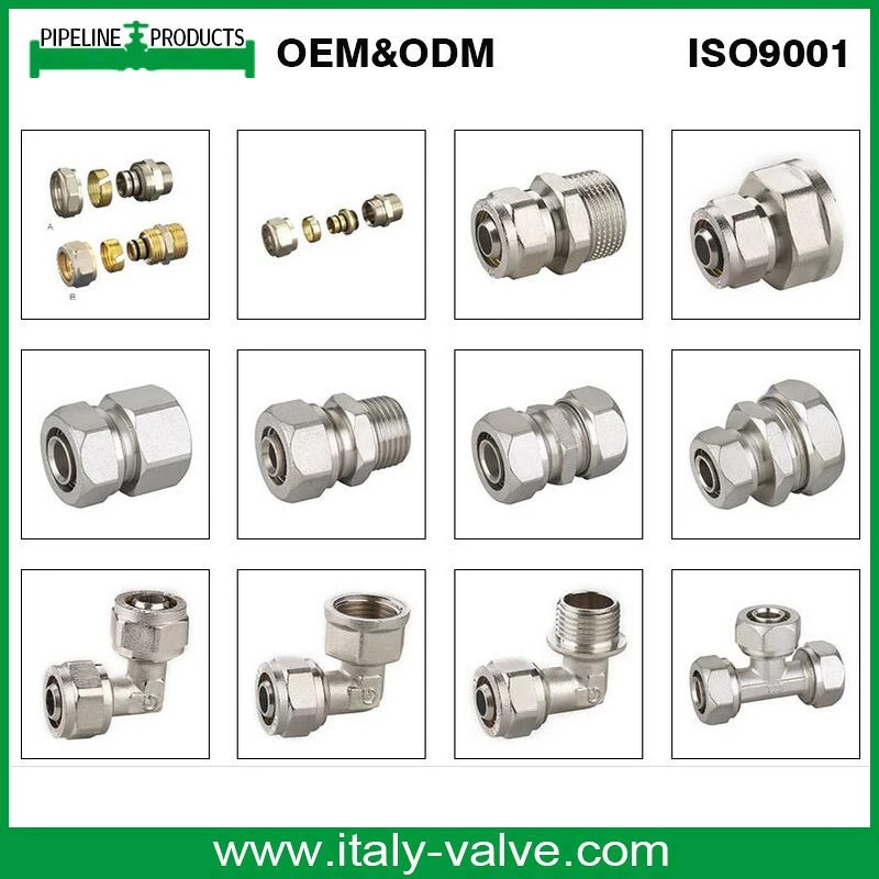 90 Degree Brass Compression Tee Fitting for Pex Pipe