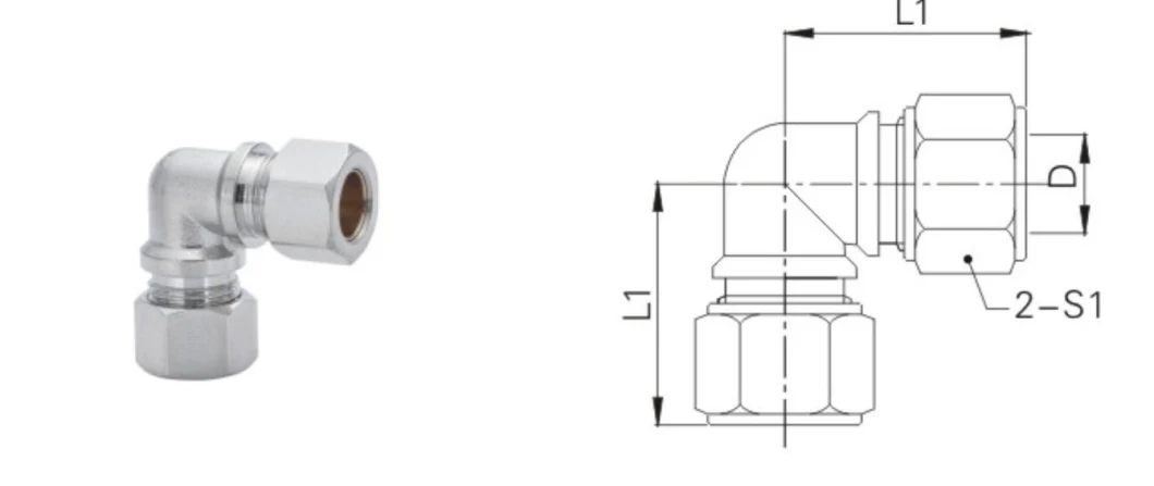 Tkt-PV Pneumatic Bite Type Brass Copper Elbow Compression Fitting