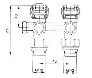 H Type Brass Lockshield Radiator Valve