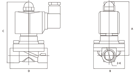 2W Series Direct Acting 2/2 Normally Closed Waterproof Solenoid Air Liquid Oil Control Valve