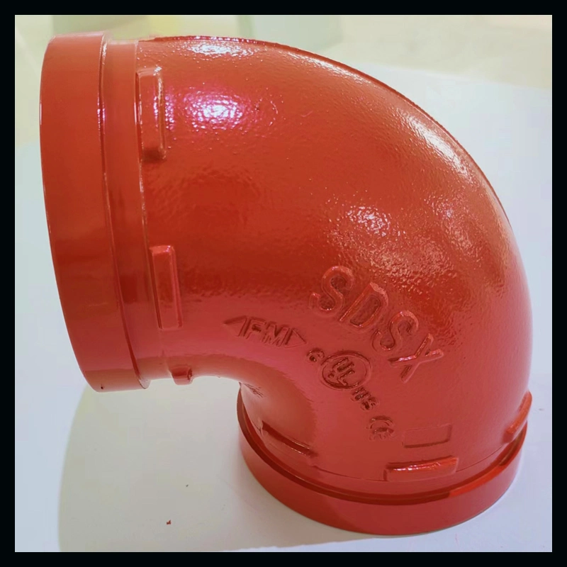 Ductile Iron Grooved Fittings Grooved Elbow 90 Degree FM, UL Epoxy Red