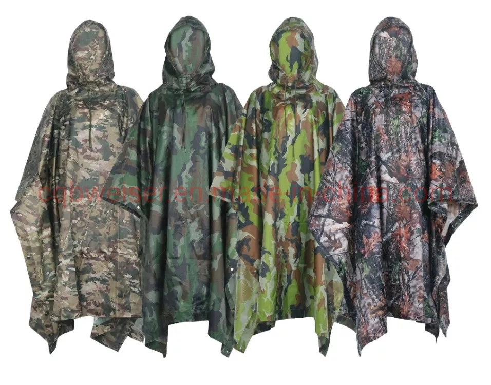 Factory Outdoor Mountaineering Adult One-Piece Cape Raincoat Camouflage Poncho Wholesale