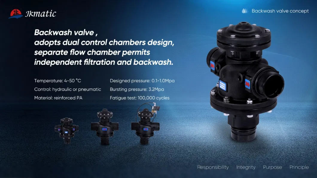 Jkmatic Low Pressure Hydraulic 2 Position 3 Way Flow Control Valve for Water Treatment System /Water Filter System