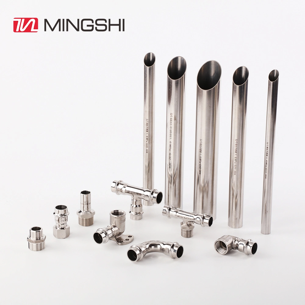 Mingshi Plumbing Materials Floor Heat and Water Supply System V Type Tee Press Stainless Steel Fitting