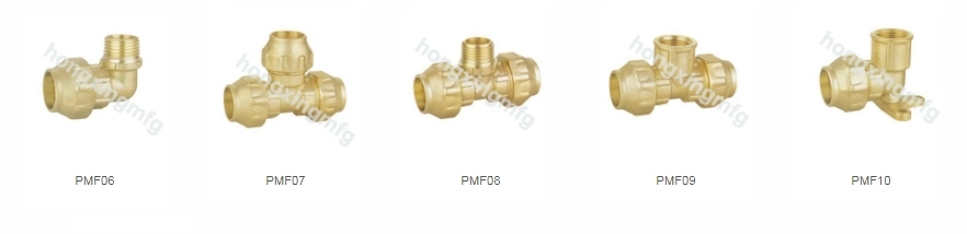 Brass or Dzr Compression Fittings Female Tee for PE Pipe