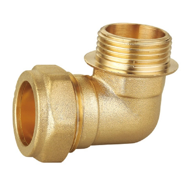 Brass Compression Male Elbow 90 Degree Plumbing Fittings for Connecting Pipe