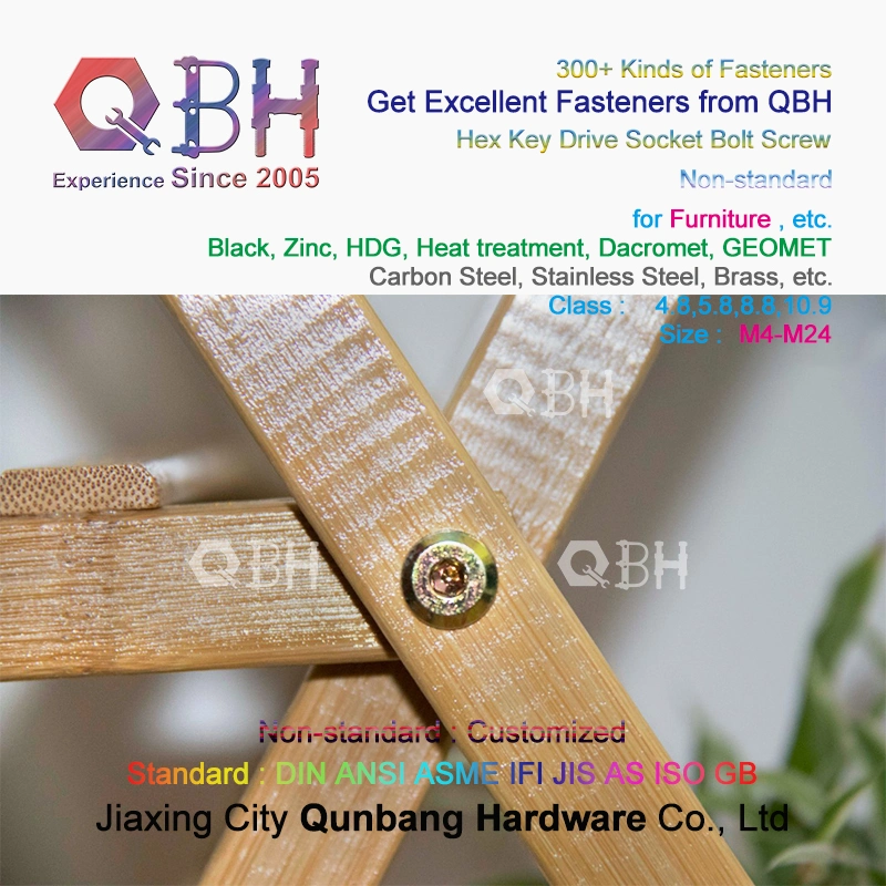 Qbh Brass Copper Carbon Steel Stainless Steel Aluminum Half Threaded Hexagon Hexagonal Hex Key Drive Socket Spare Bolt Screw Chair Leg Furniture Fittings