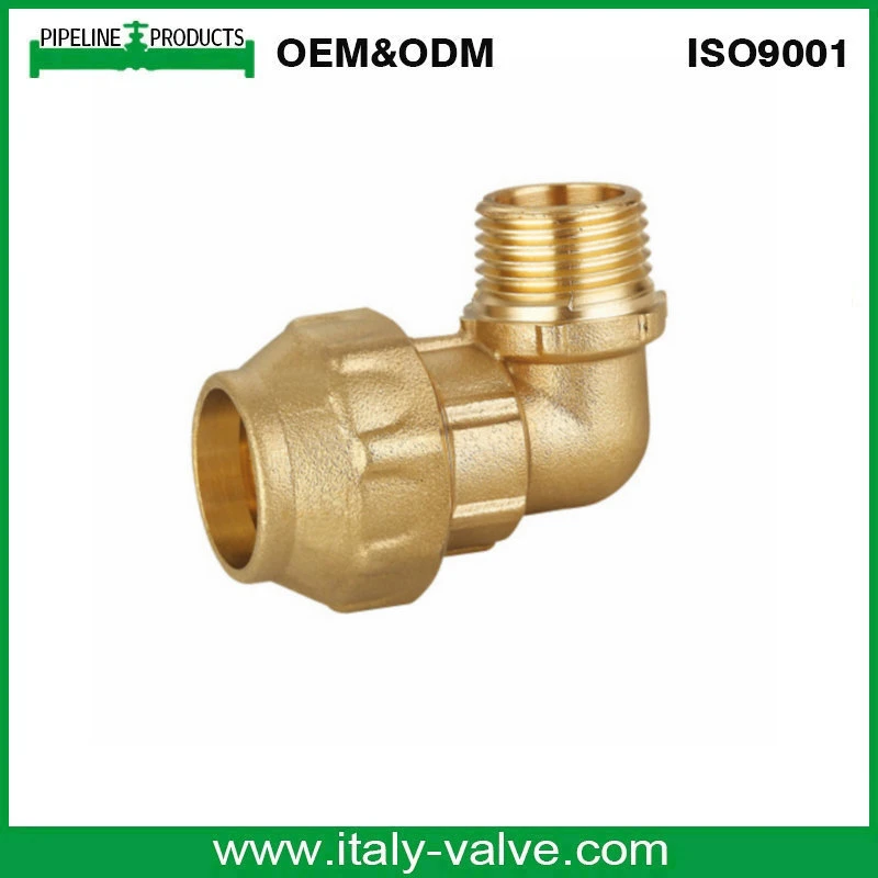 1/2 Brass Forging PE Pipe Male Thread Connect Compression Elbow