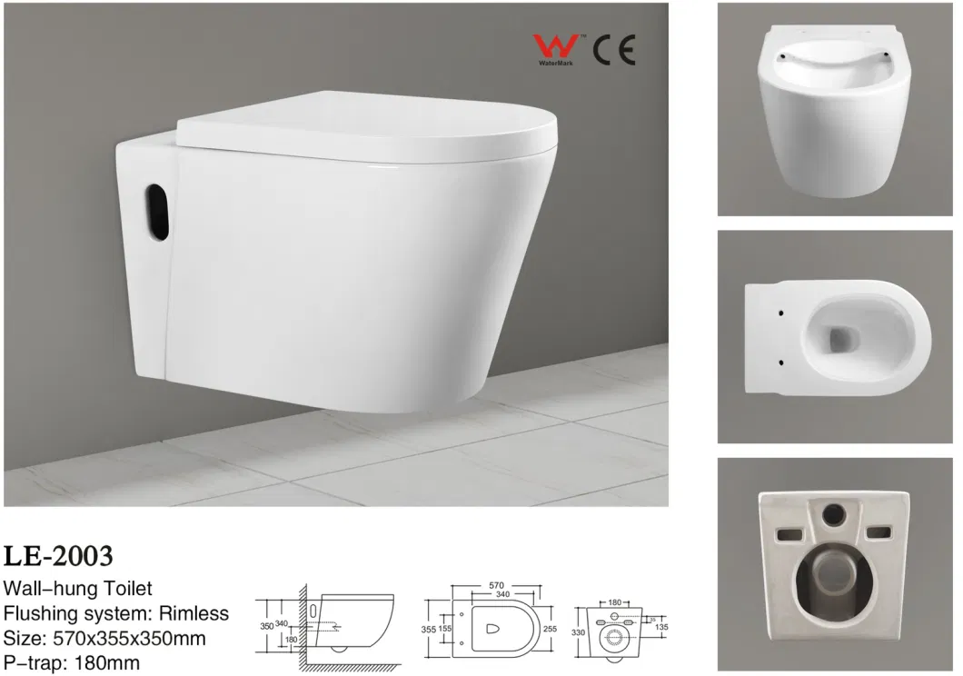 Two Piece Water Closet 3/4.5L Flush Whole Set Nano Ceramic Rimless Toilet