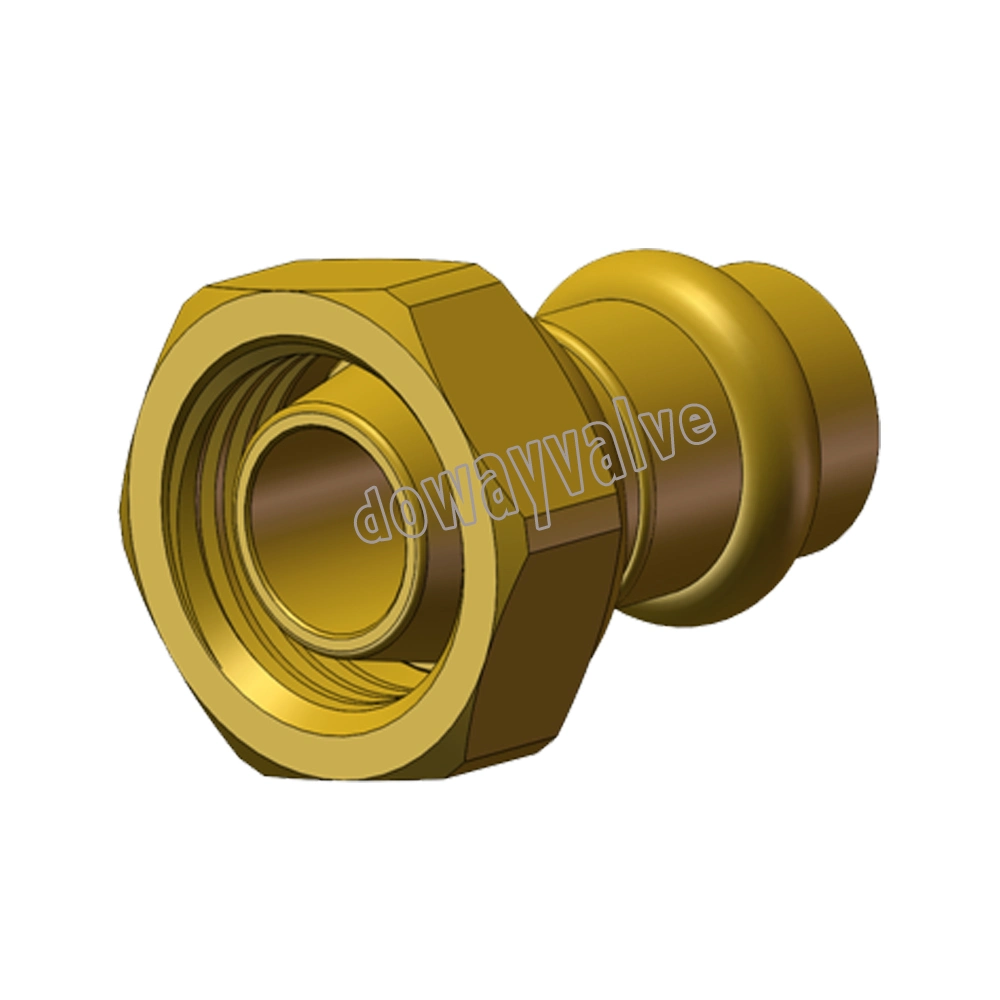 Cw617n Brass Roll Grove to Copper Adapter Press Fitting