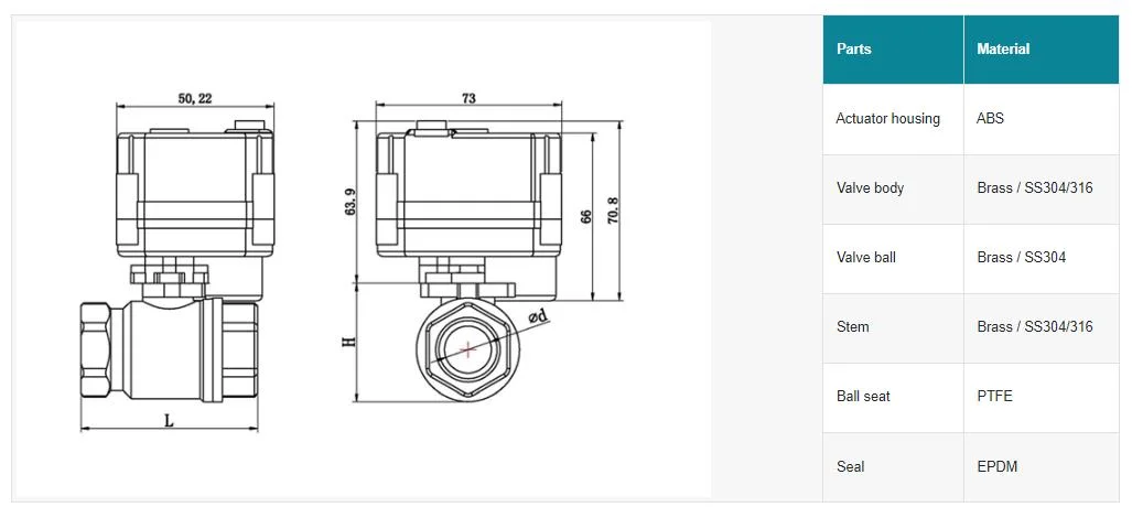 DN15 DN20 DN25 Water Control Valve Mini Motorized Ball Valve with Manual Switch