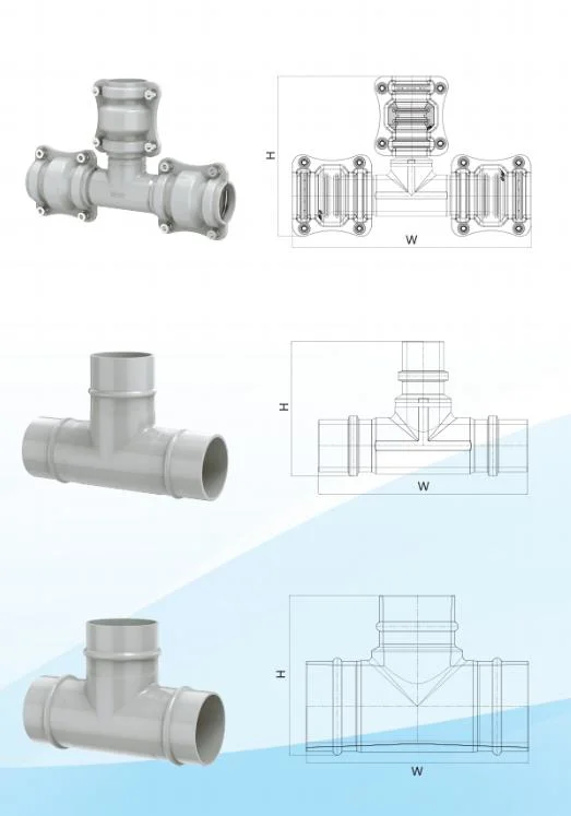 Clamping Aluminum Alloy Pipe Fitting Reducing Tee for Compressed Air