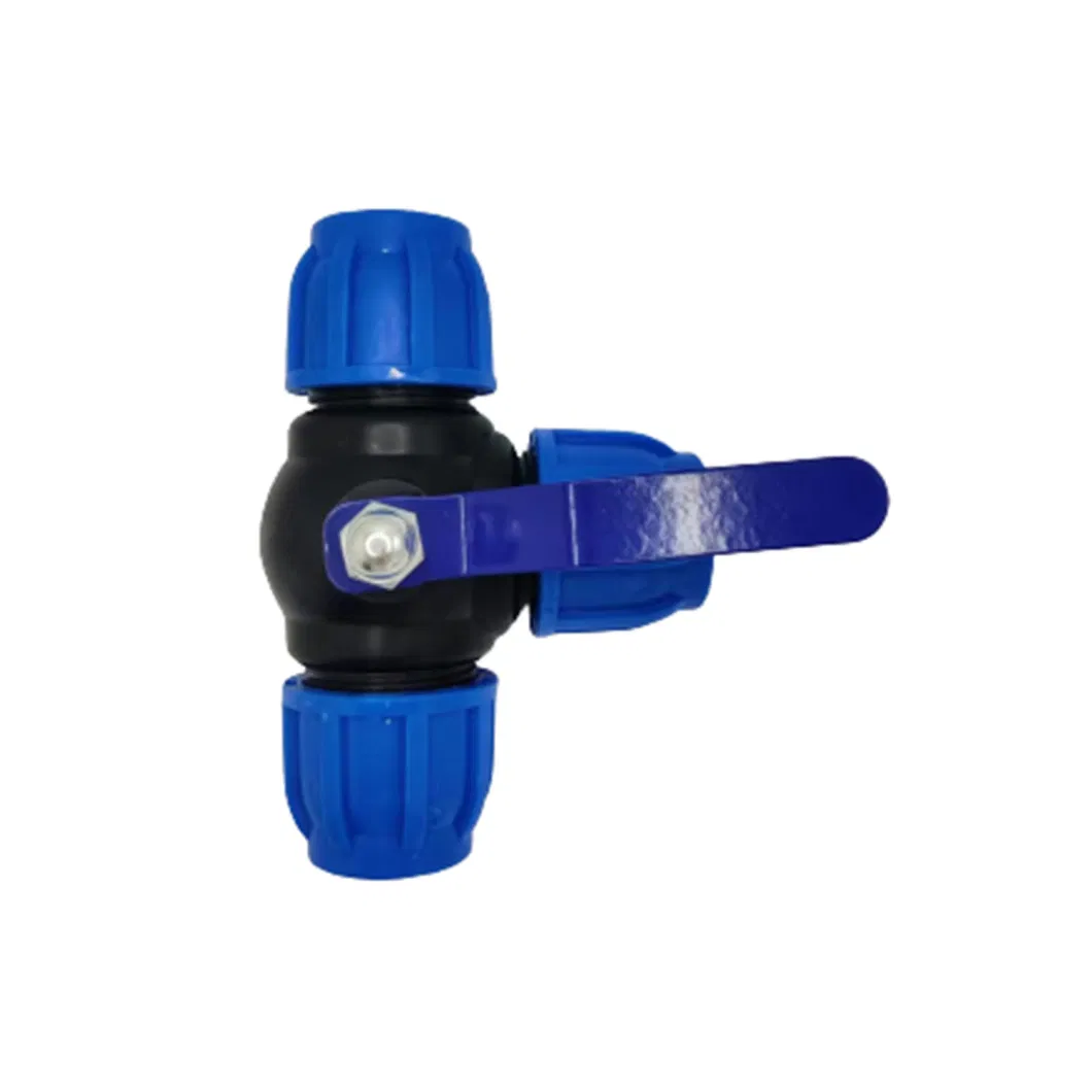 PP Compression Pipe Fittings for Irrigation and Water Supply, Three-Way Valve ISO