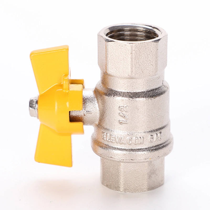 1/2&quot;-1&quot; DN10 F/M Brass Ball Valve with Butterfly Handle, Nickel Plated, Gas/Water Control Shut off